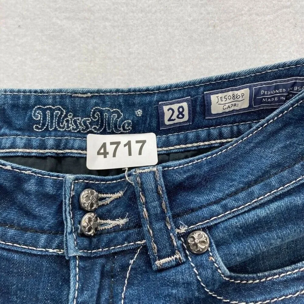 Miss Me Blue Denim Capris - Picture 4 of 11